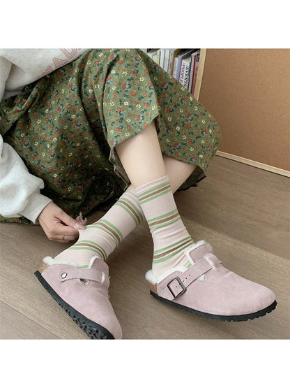 Rufia - Striped Color Block Everyday Crew Socks