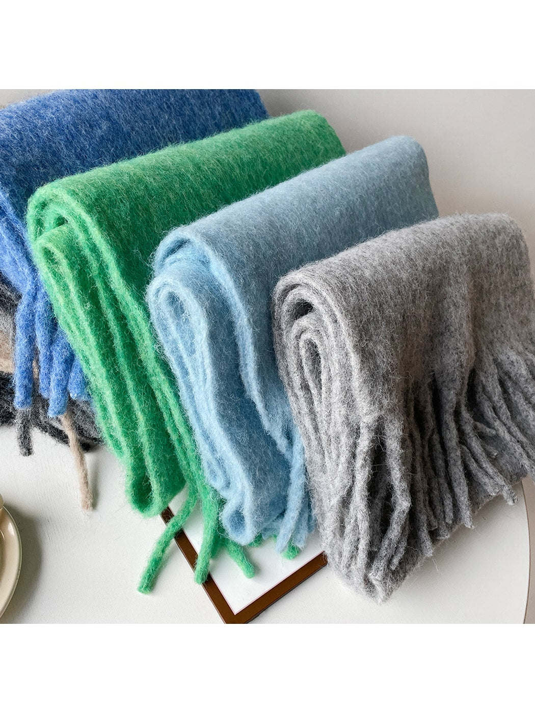 Scarvii - Brushed Solid Color Fringe Scarf