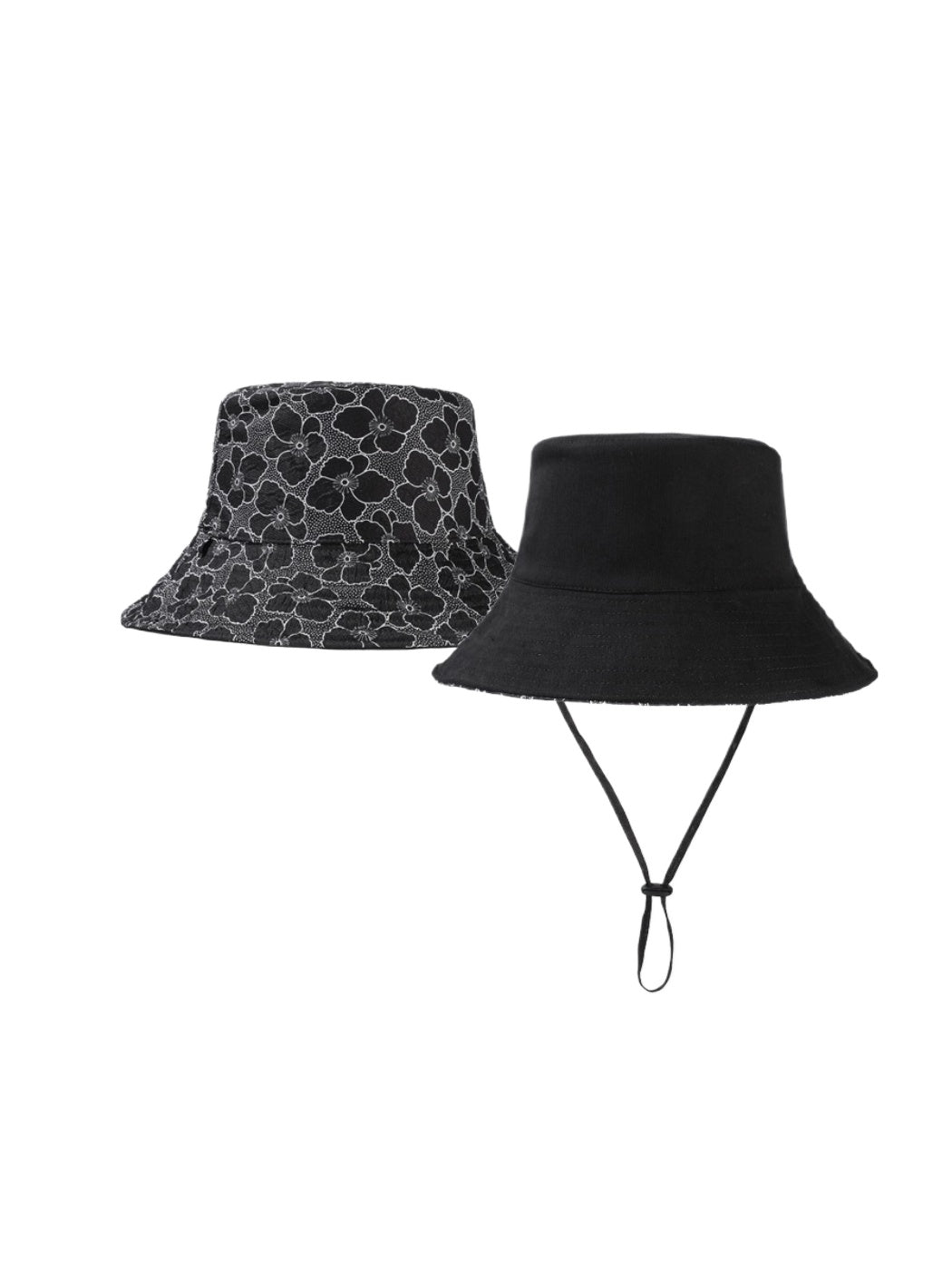 Side view of Haila reversible hat highlighting brim and floral design