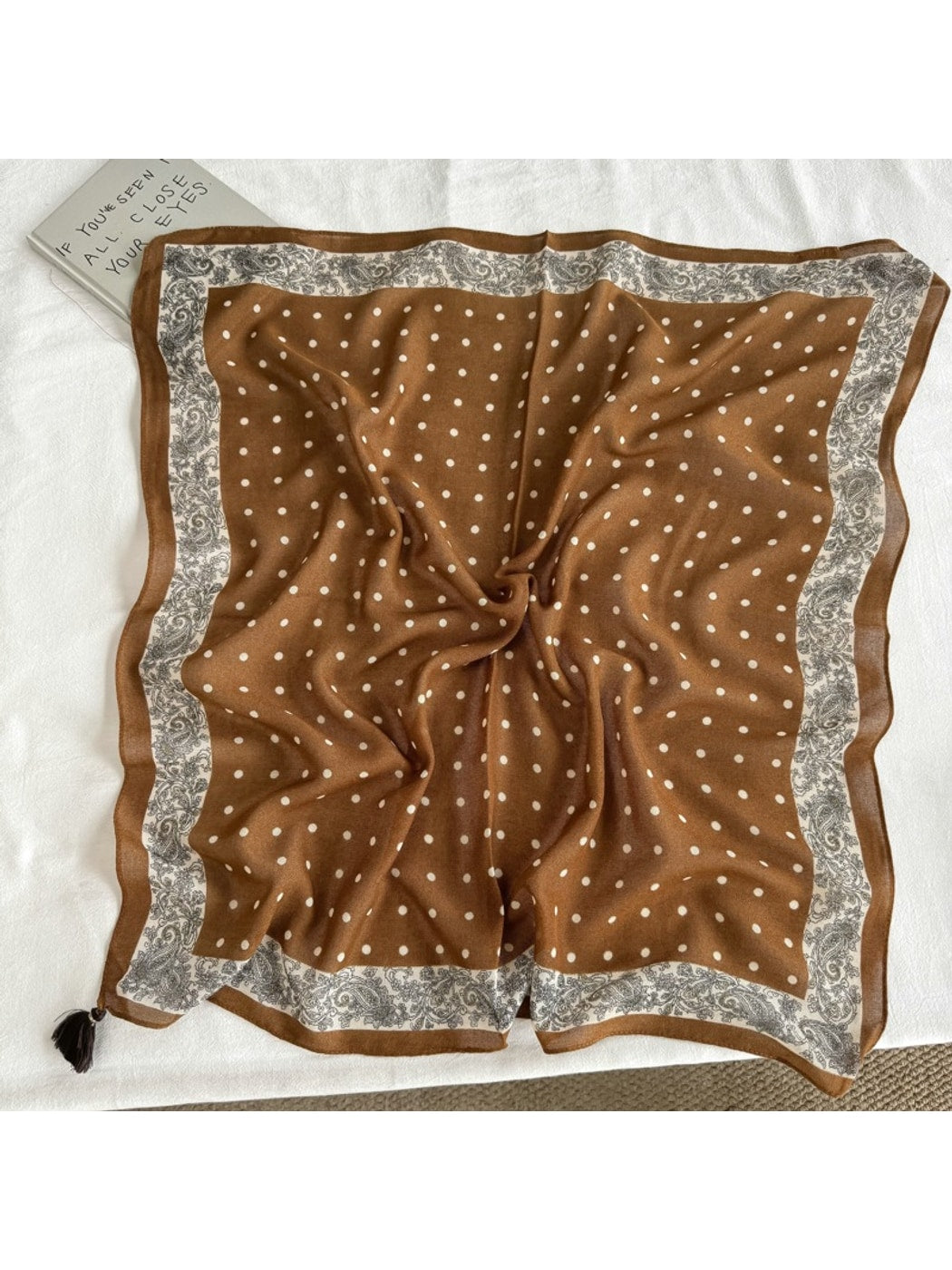 Scarvii - Polka Dot and Geometric Print Square Scarf