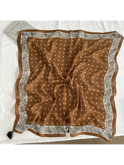 Scarvii - Polka Dot and Geometric Print Square Scarf