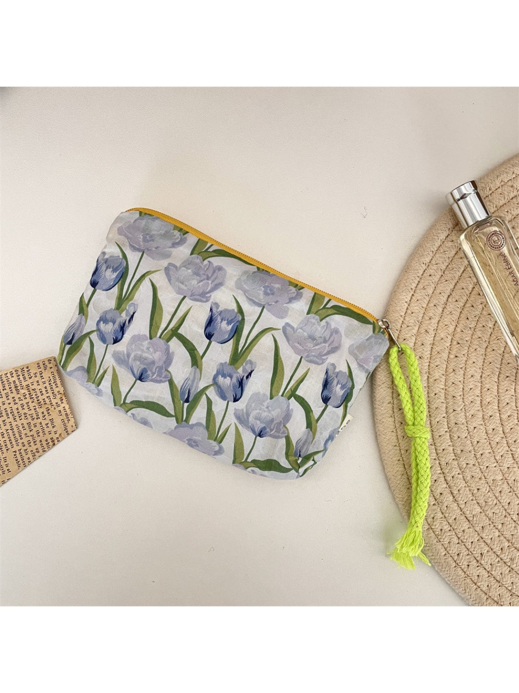 Cosbai - Floral Zipper Cosmetic Pouch