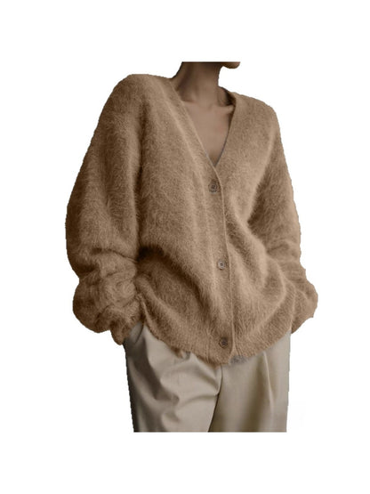 Crosa - Women's V-Neck Knit Cardigan Sweater Open Front Coat