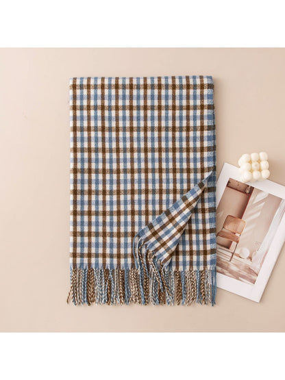 Scarvii - Preppy Classic Plaid Tassel Wrap Scarf