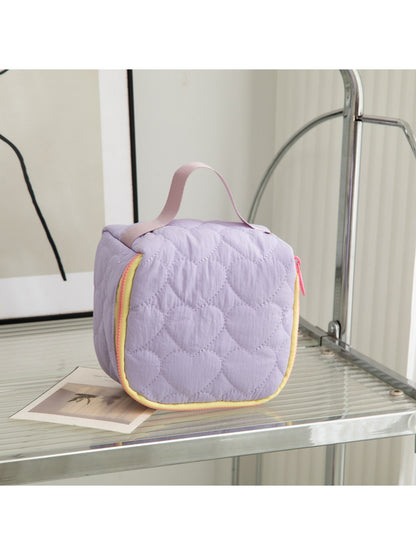 Cosbai - Heart Quilted Zipper Cosmetic Organizer Bag