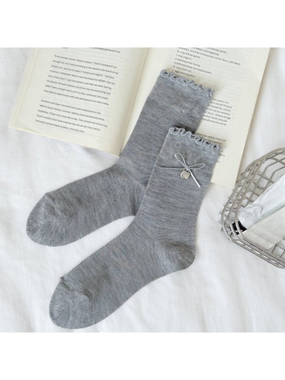 Rufia - Muted Bow Ruffle Crew Socks