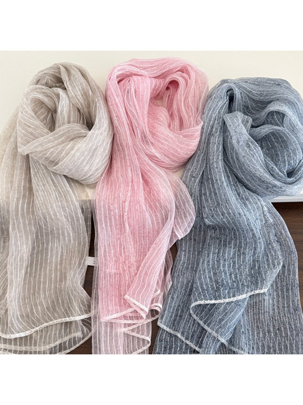 Scarvii - Lightweight Pinstripe Gauze Scarf