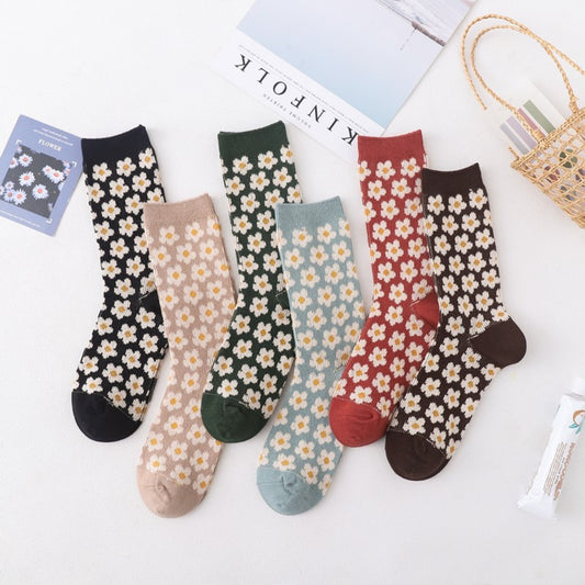 Rufia Floral Pattern Mid-Calf Socks with floral motif