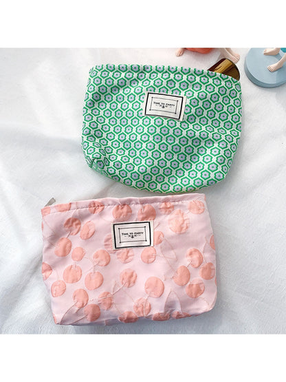 Cosbai - Floral Jacquard Zipper Makeup Organizer Bag