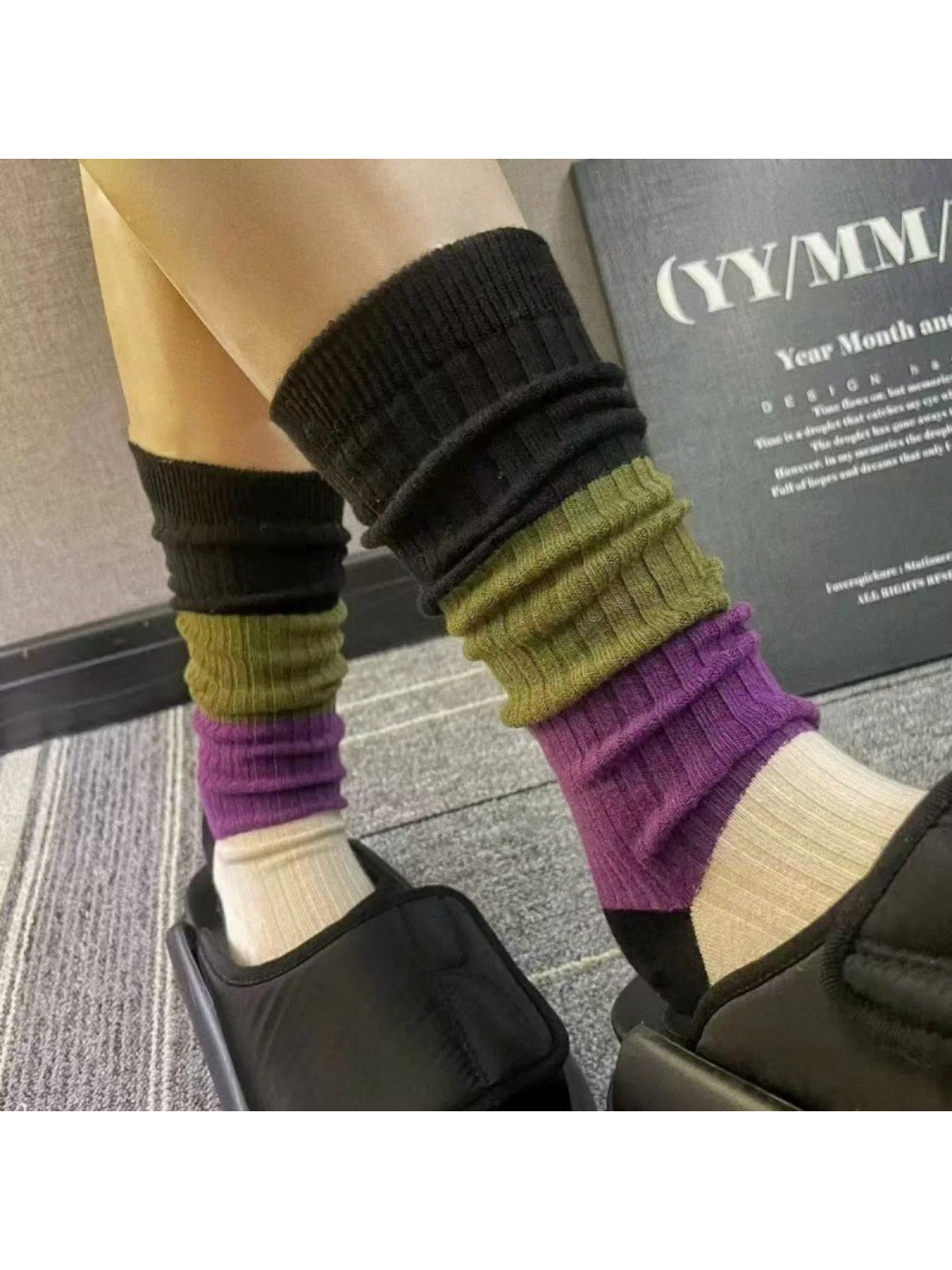 Rufia - Bold Stripe Colorblock Crew Socks
