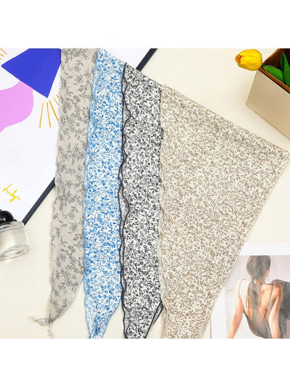 Scarvii - Chic Ditsy Floral Print Triangle Bandana
