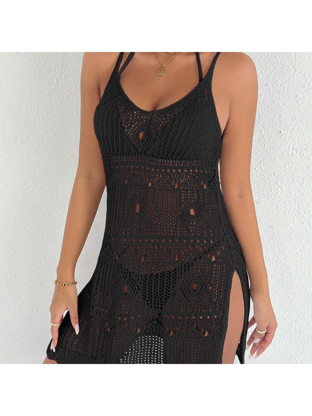 Crosa - Strappy Openwork Beach Dress Cover Up