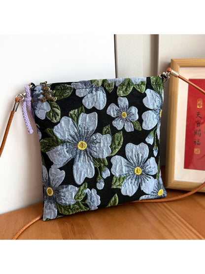 Cosbai - Floral Woven Crossbody Pouch