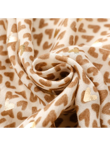 Scarvii - Winter Scarf with Gold Foil Heart Print