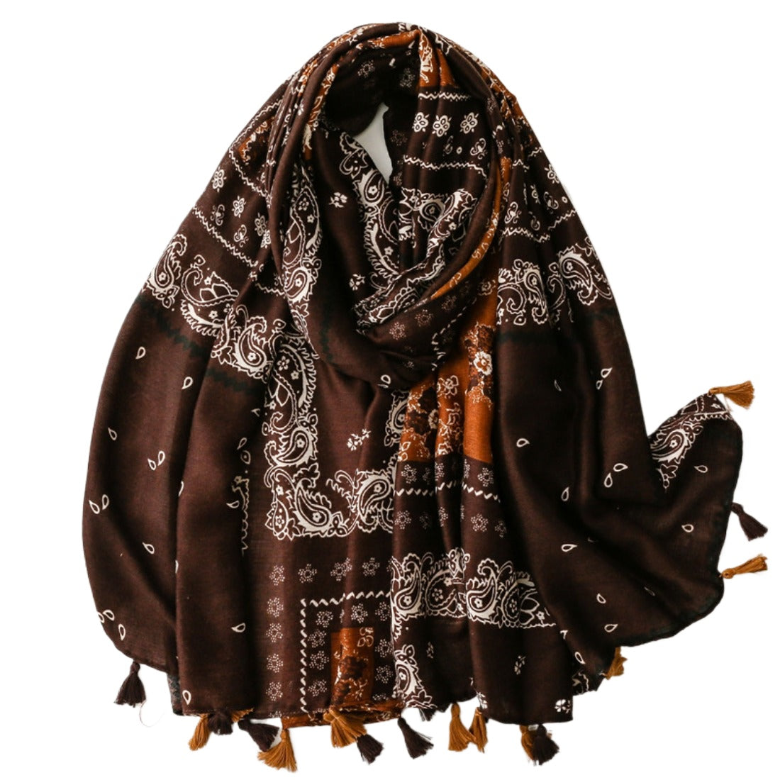 Scarvii - Paisley Pattern Fringed Scarf