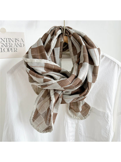 Scarvii - Casual Plaid Lightweight Scarf