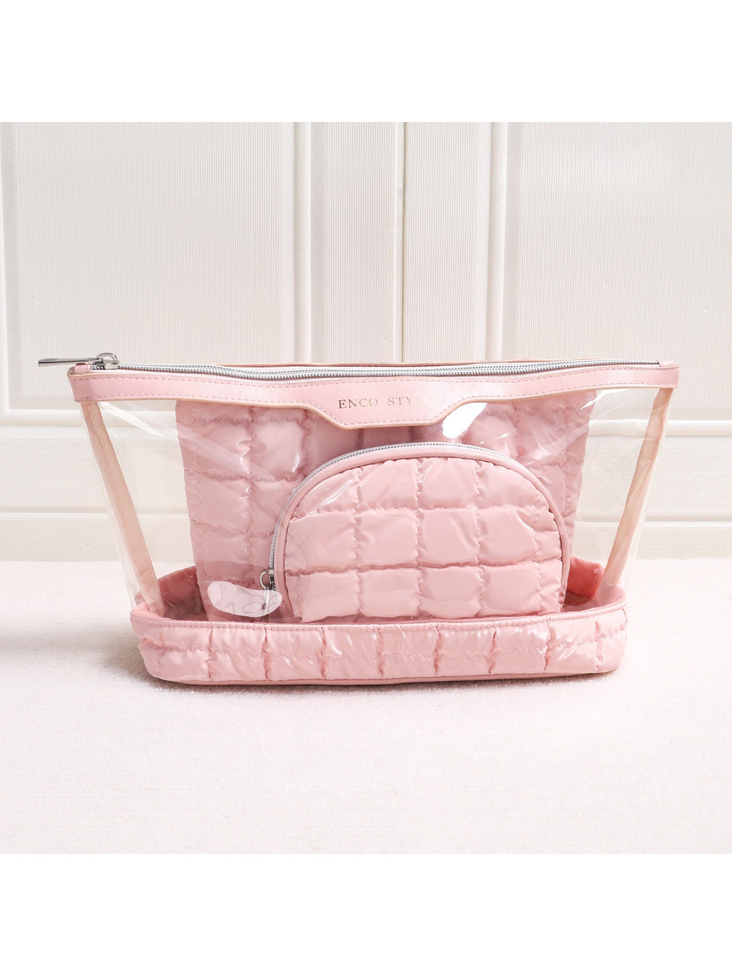 Cosbai - Clear Makeup Bag with Quilted Inner Pouch