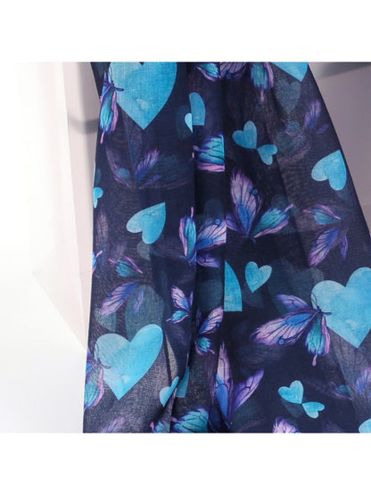Scarvii - Blue Butterfly Print Scarf