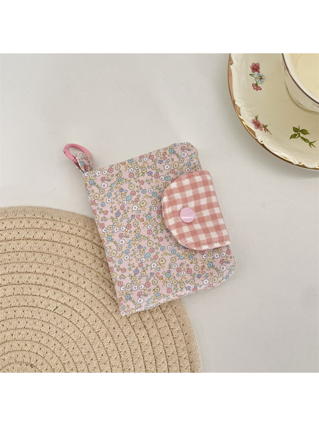 Cosbai - Vintage Floral Snap Button Coin Purse