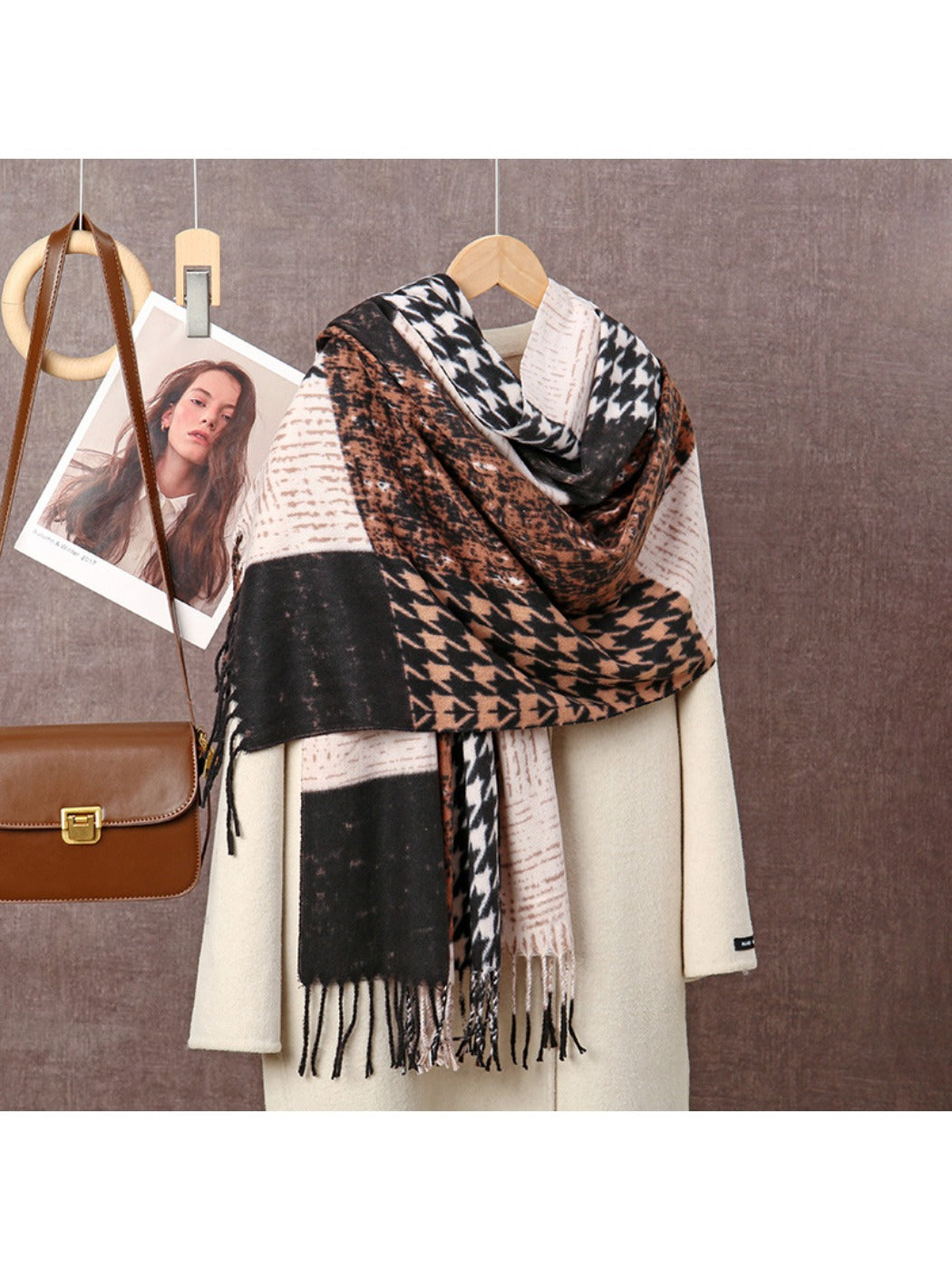 Scarvii - Geometric Pattern Tassel Winter Scarf