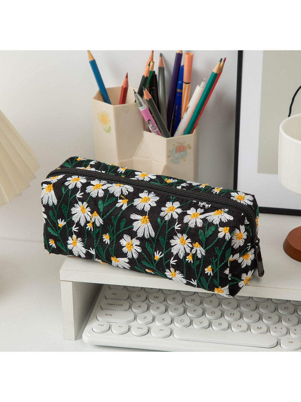Cosbai - Elegant Floral Embroidery Cosmetic Organizer Bag