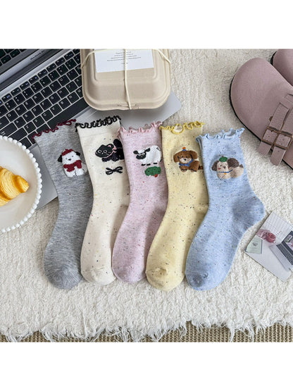 Rufia - Soft Ruffle Animal Motif Crew Socks