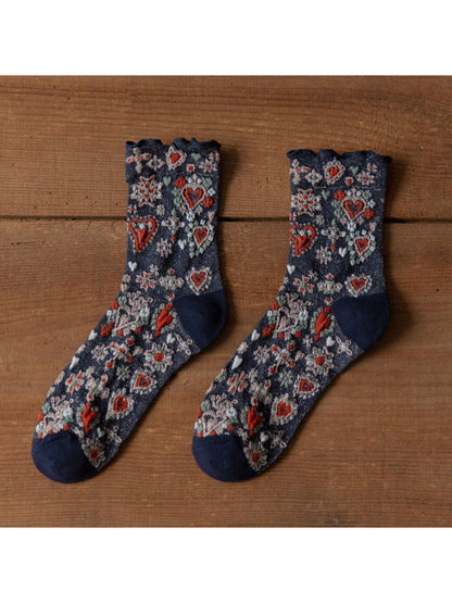 Rufia - Sweetheart Embroidered Crew Socks