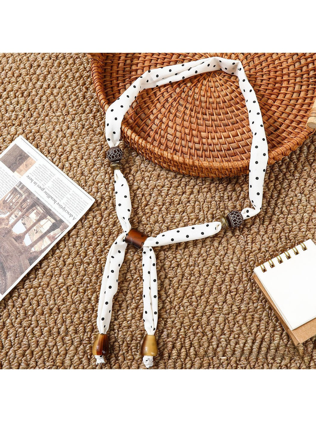 Scarvii - Printed Slim Pendant Narrow Scarf