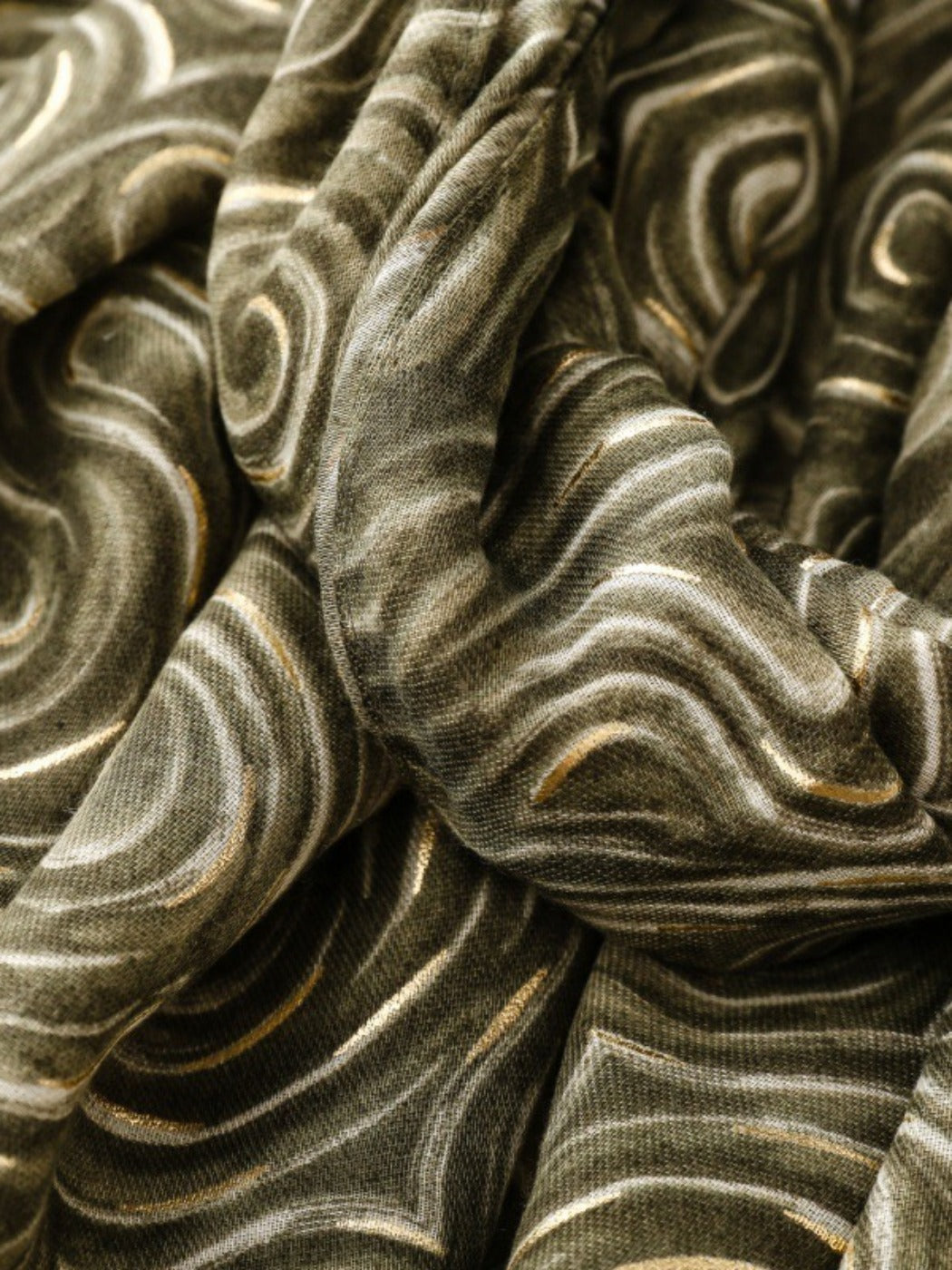 Scarvii - Classic Scarf & Shawl with Gold Foil Wavy Pattern