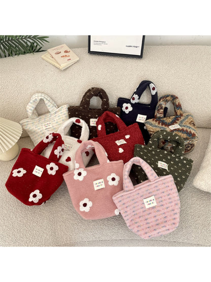 Cosbai - Mini Plush Flower Tote Bag