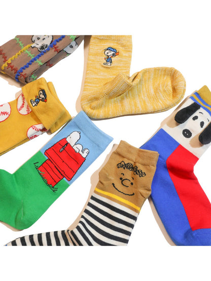 Rufia - Cute puppy pattern cuffed embroidered socks
