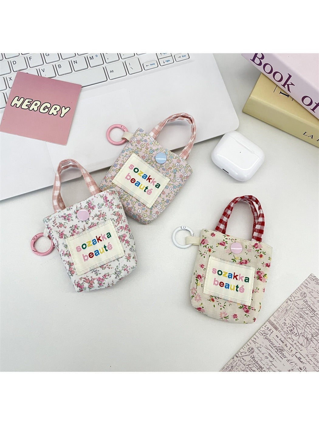 Cosbai - Floral Patchwork Mini Earphone Pouch & Coin Purse