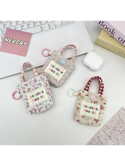 Cosbai - Floral Patchwork Mini Earphone Pouch & Coin Purse