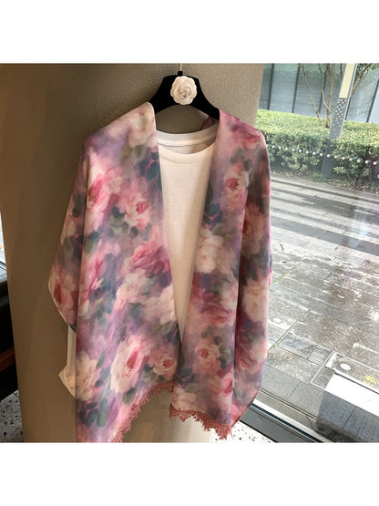 Scarvii - Floral Print Layering Shawl Scarf