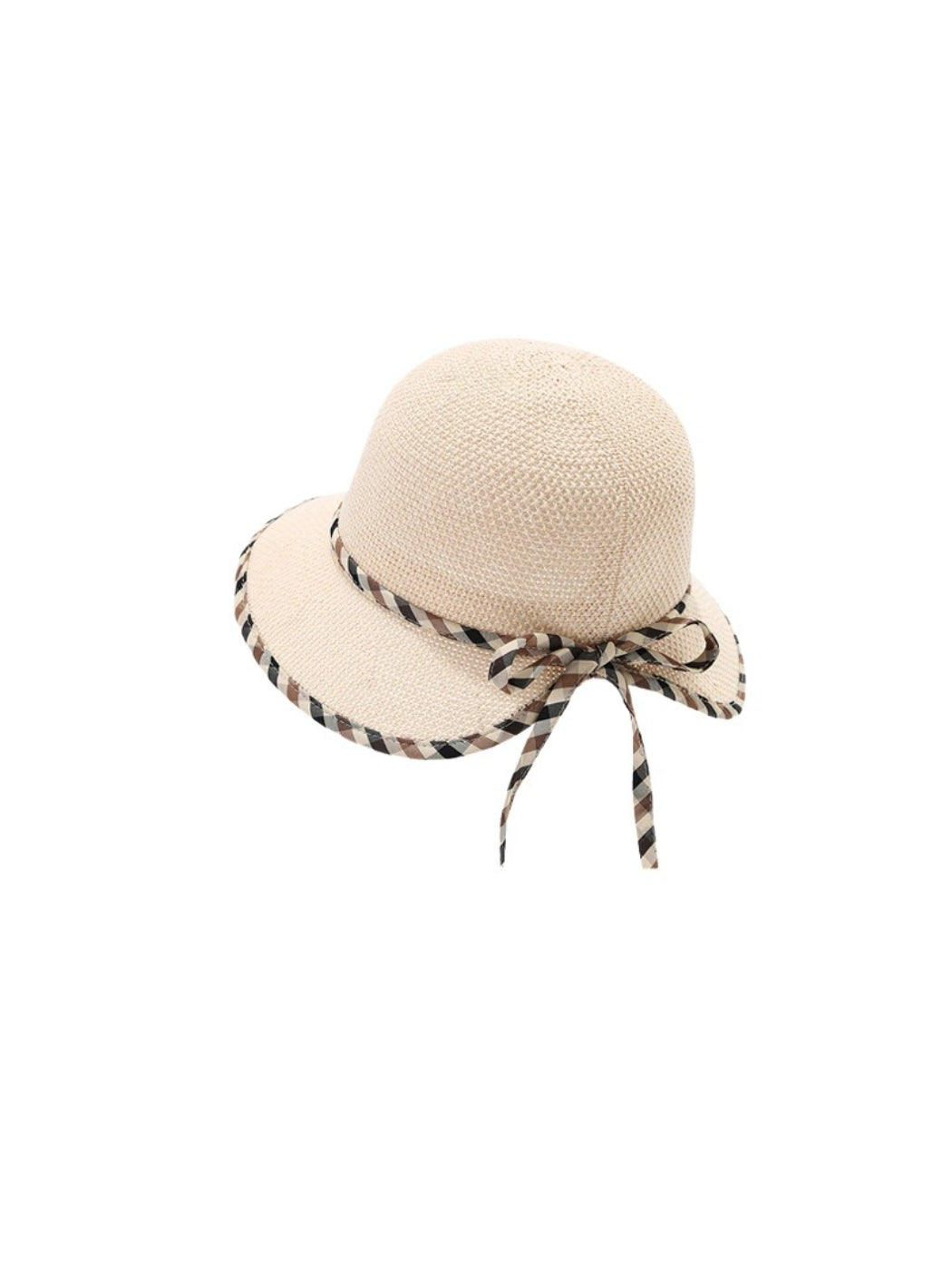 Close-up of the bow detail on the Haila woven cloche hat