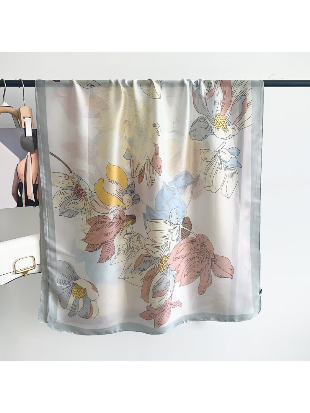Scarvii Blue Floral Long Scarf Wrap