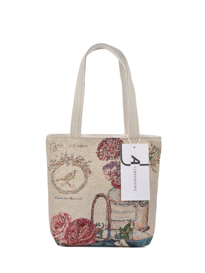 Cosbai - Embroidered Canvas Handbag