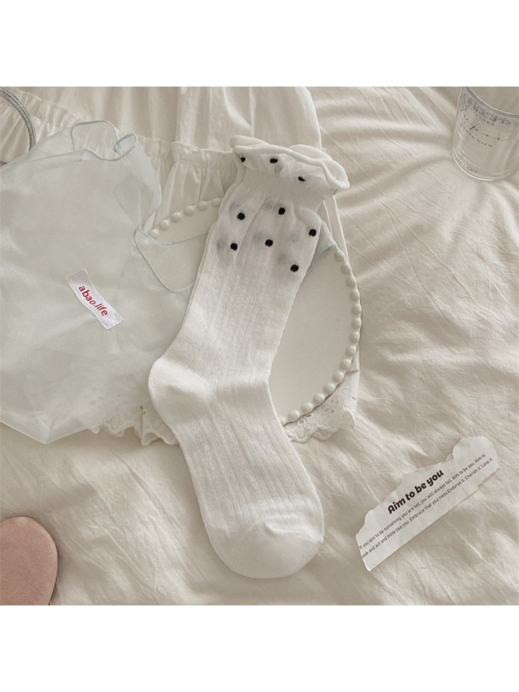 Rufia - Dotted Rib Knit Crew Socks