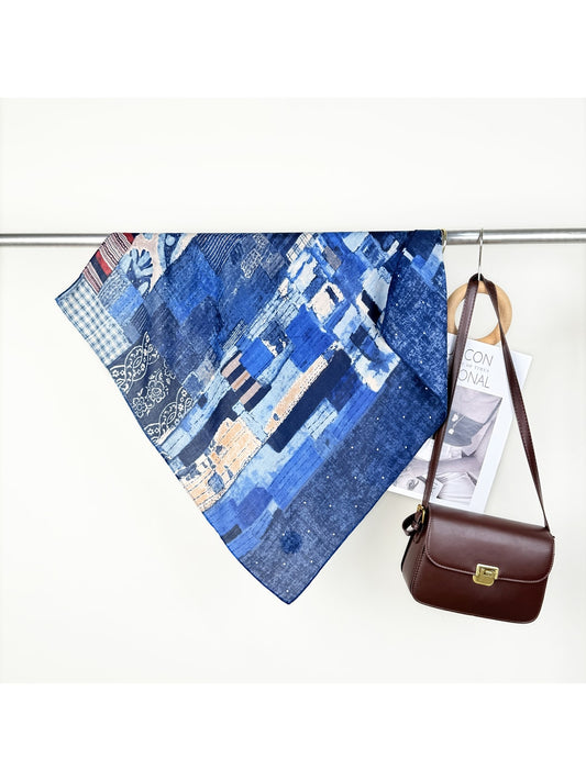 Scarvii - Retro Abstract Patchwork Print Square Scarf