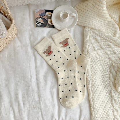 Rufia - Fuzzy Dog Patterned Socks