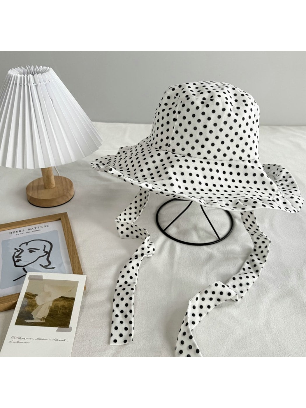 Haila - Ruffle Brim Polka Dot Casual Bucket Hat