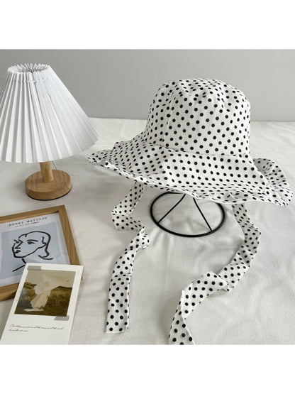 Haila - Ruffle Brim Polka Dot Casual Bucket Hat