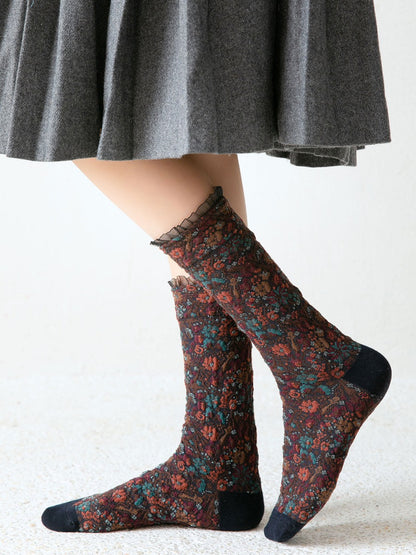 Rufia - Floral Cluster Pattern Crew Socks