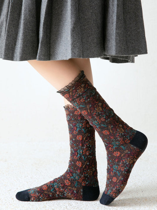 Rufia - Floral Cluster Pattern Crew Socks