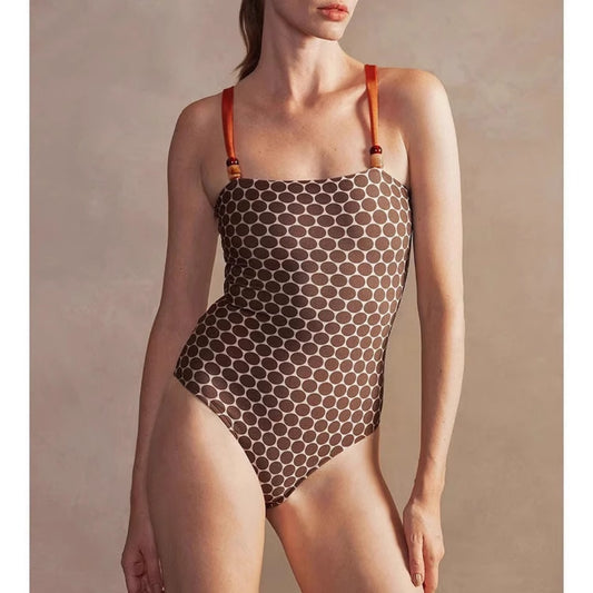 Secy - Polka Dot One-Piece Swimsuit Set