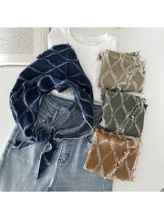 Scarvii - Denim Style Quilted Triangle Scarf