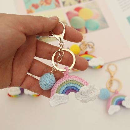 Koco Knitted Rainbow Keychain color options including RED, PURPLE