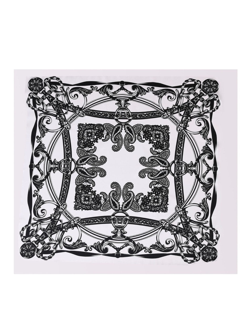 Scarvii - Elegant Black and White Print Square Scarf