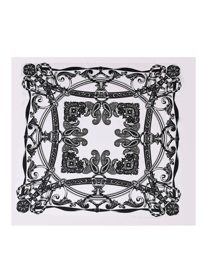 Scarvii - Elegant Black and White Print Square Scarf