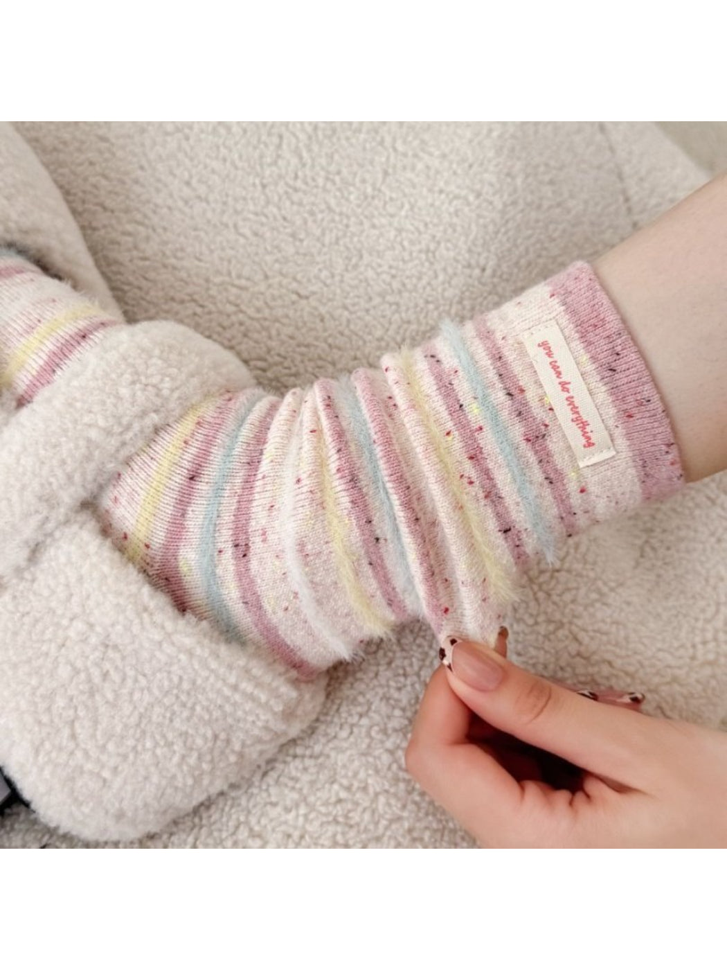 Rufia - Cozy Striped Fuzzy Crew Socks